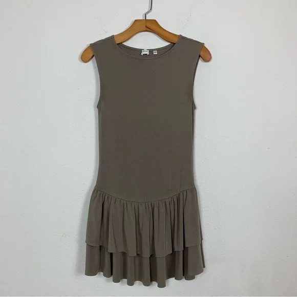Aritzia Wilfred Sleeveless GoodLux Bloomsbury Mini Dress Brown Sz Small - Picture 1 of 7